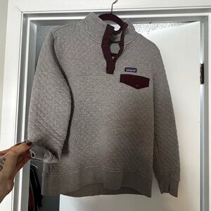 Patagonia Gray and Burgundy Crewneck Sweater